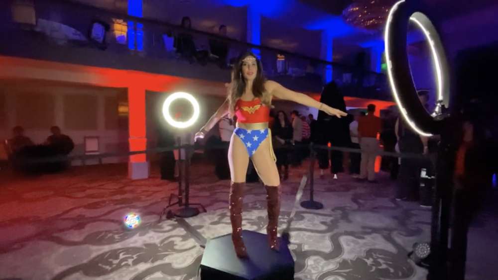 Wonder Woman costume at 360 photo booth event